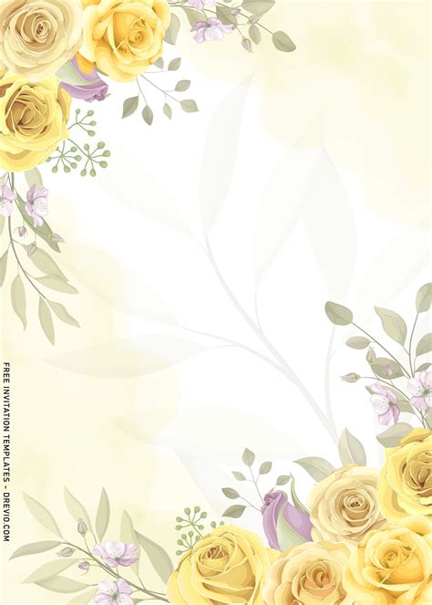 11 Beautiful Yellow Roses Wedding Invitation Templates Download