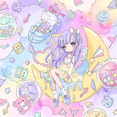 Anime Art Pastel Fairy Kei Lavender Hair Rainbow Toys Teddy Bears Cute