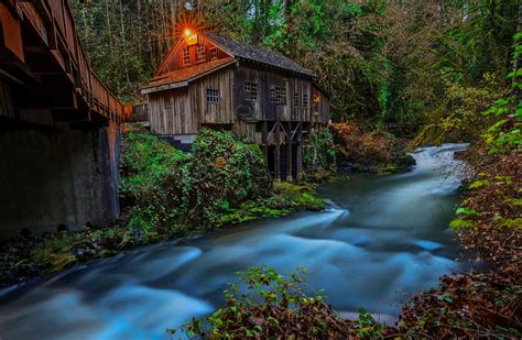 Old Mill On Forest River Hd Wallpaper Background Image