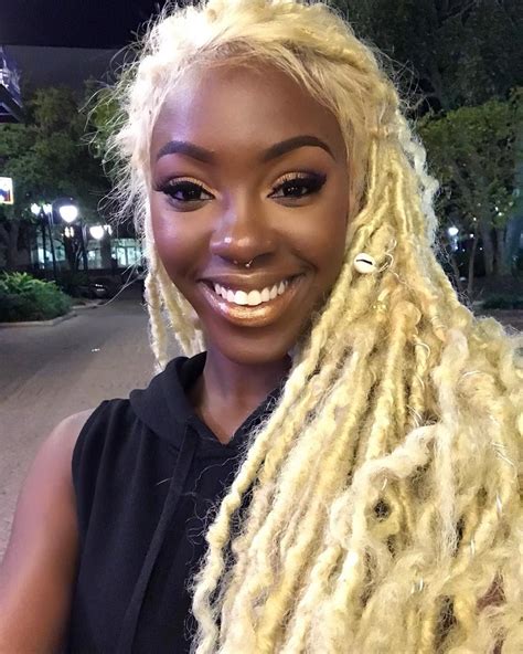 Ayannamichele Ayanna Michele Thedeafmodel Blonde Faux Locs On Dark Skin Clear Brunette
