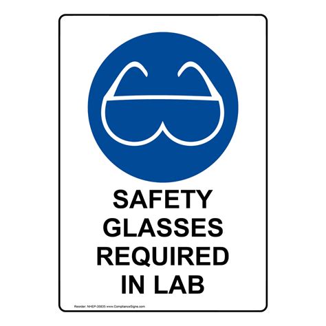 Portrait Safety Glasses Required In Lab Sign With Symbol Nhep 35835