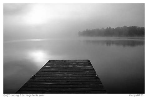 Black And White Picturephoto Dock And Morning Fog