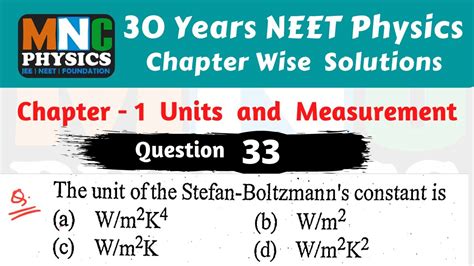 The Unit Of Stefan Boltzmann Constant Is 30 Years Neet Aipmt