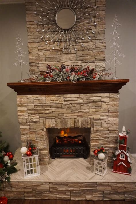 Christmas Tree Christmas Decor Red And White Fireplace Fireplace