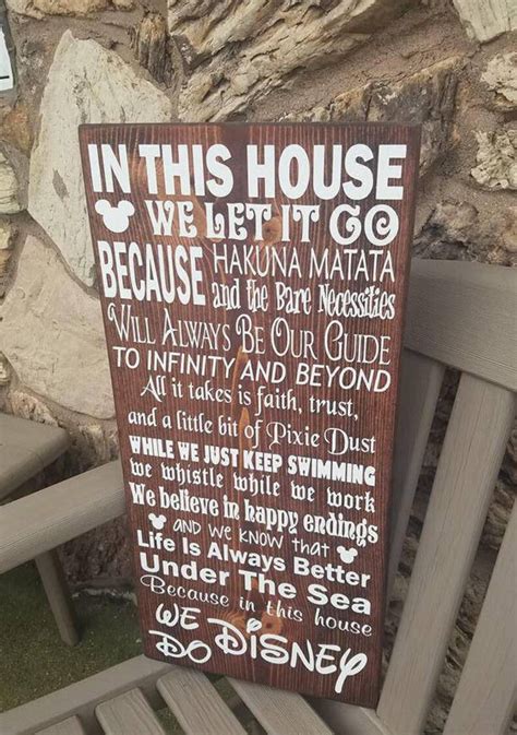 In This House Disney Sign Painted Disney Wood Sign Disney Etsy