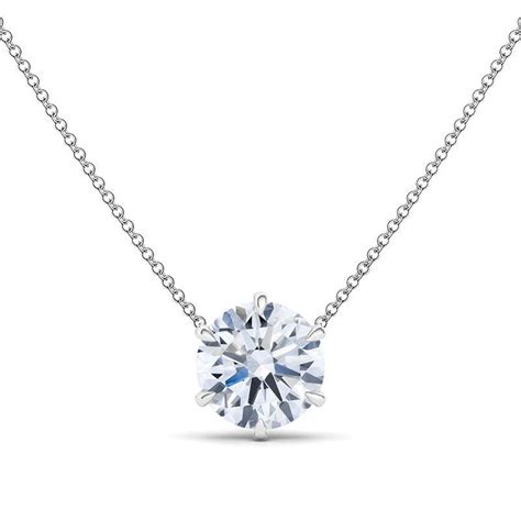 6 Prong Round Brilliant Diamond Pendant Necklace Lab Diamonds