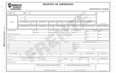 Registro de Empregado - Formidan Formulário Contínuo