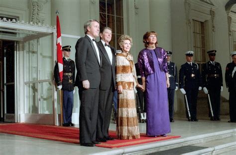 Canadian State Visits President And Mrs Reagan Greeting Prime