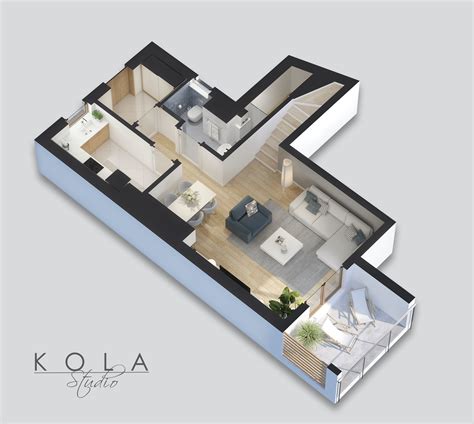 3d Floor Plan Of A New Apartment Kola Studio Architectural