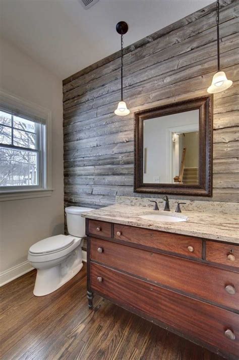 Rustic Plank Walls For A Warm Look Of The Bathroom