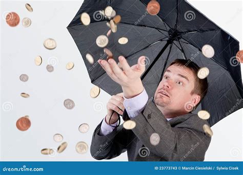Geldregen Stockbild Bild Von Regenschirm Erfolgreich 23773743