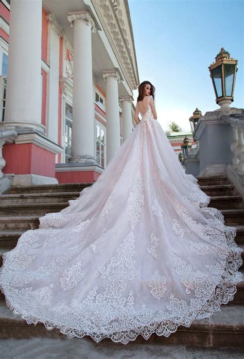 Luxury Sheer Neck Wedding Dresses Ball Gown Sweep Train Sexy Lace