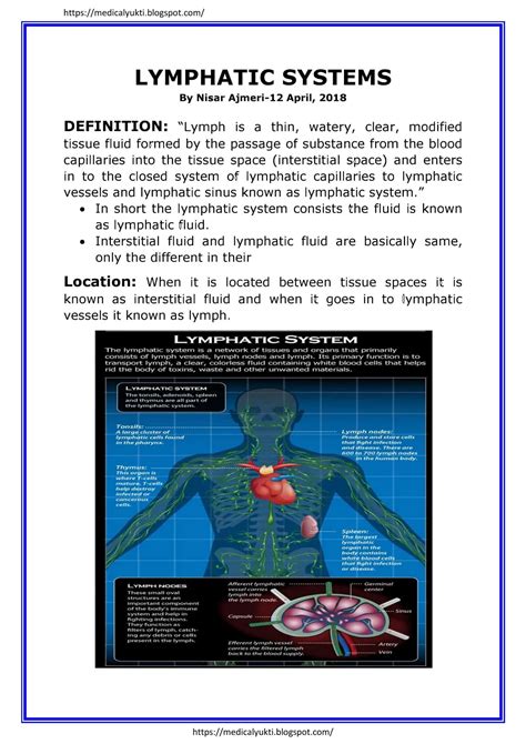Lymphatic Systems Medical Yukti