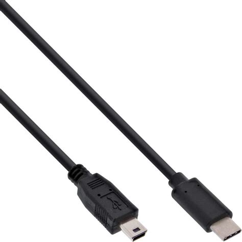 Inline® Usb 20 Cable Type C Male To Mini B Male 5 Pin Black Black 15