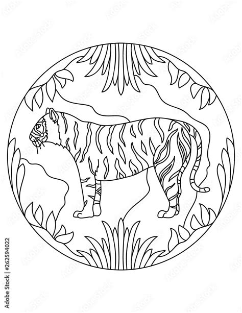 Tiger Pattern Illustration Of Tiger Mandala With An Animal Predator