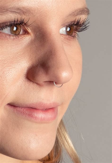 Thin Nose Ring Piercing Hoop For Women Septum Hoop Sterling Etsy