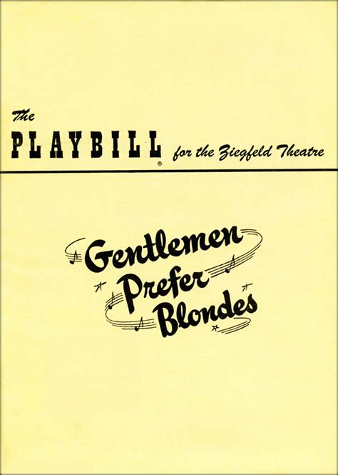 Gentlemen Prefer Blondes Broadway Ziegfeld Theatre Playbill