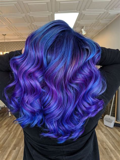 Blue And Purple Color Melted Hair Matrix Socolor Royal