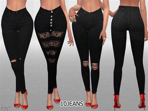 Skinny Ripped Black Jeans The Sims 4 Catalog