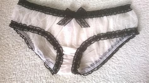 sweet ivory frilly sissy frou frou gathered lace panties knickers m 12