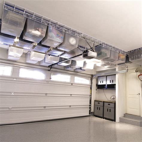 Garage Storage Rack System Ceiling Mounted White 1 Set