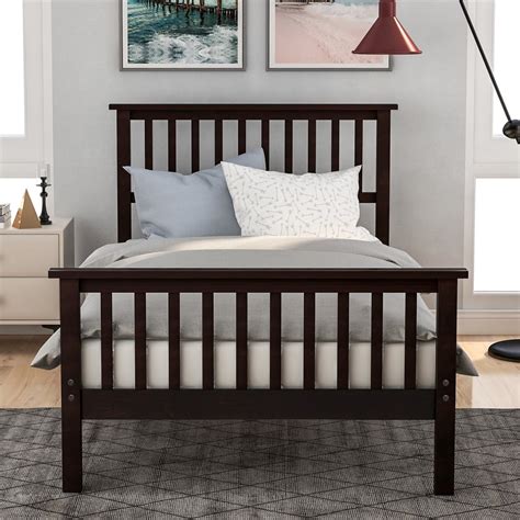 Clearancetwin Platform Bed Frame Espresso Wood Bed Frame With