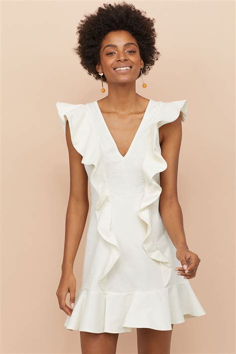 The Best White Bridal Shower Dresses To Wear Right Now Flounced Dress Trendy Dress Styles