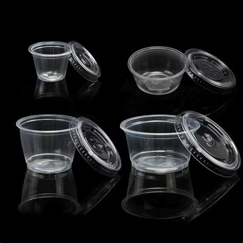 100pcspack Disposable Plastic Bowl Transparent With Lid Food Takeaway