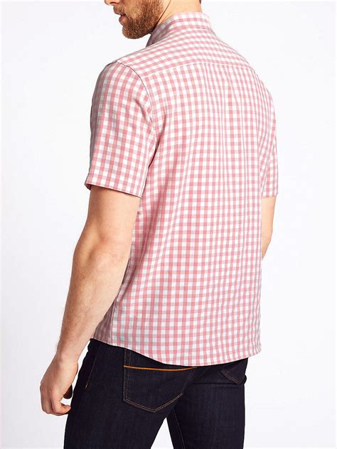 Marks And Spencer Mand5 Mens Soft Coral Pure Cotton Checked Short