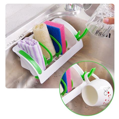 Suction Cups Kitchen Sponge Holder Rack Drying Brush Cleaning Sink