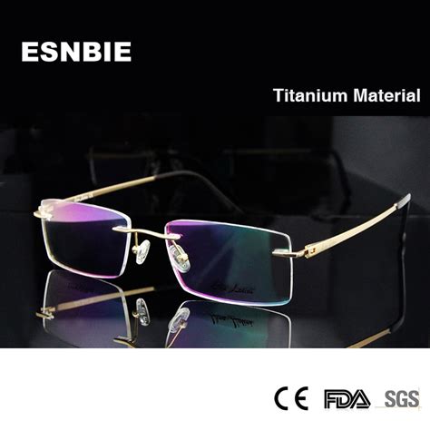 Buy Esnbie Luxury Titanium Men Rimless Eyeglasses