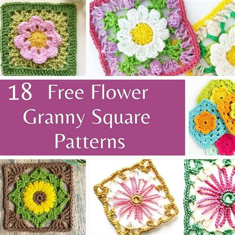 18 Free Crochet Flower Granny Square Patterns Made By Gootie