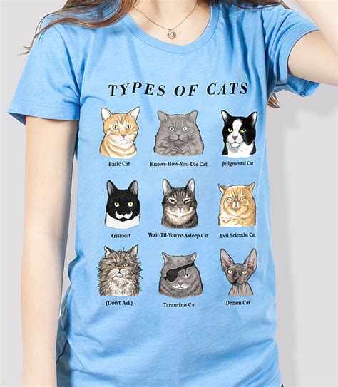 Types Of Cats Funny Womens Cottonpoly T Shirt Headline Shirts