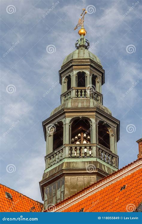 Baroque Bell Tower Of Church In The Historic Centre Of Luneburg Stock
