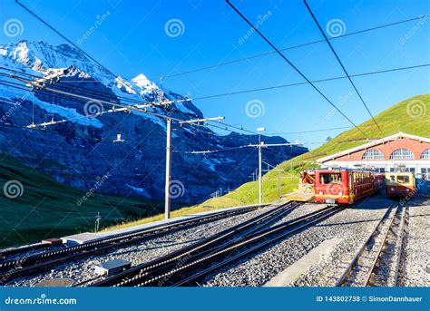 Famous Train Between Grindelwald And The Jungfraujoch Station Railway