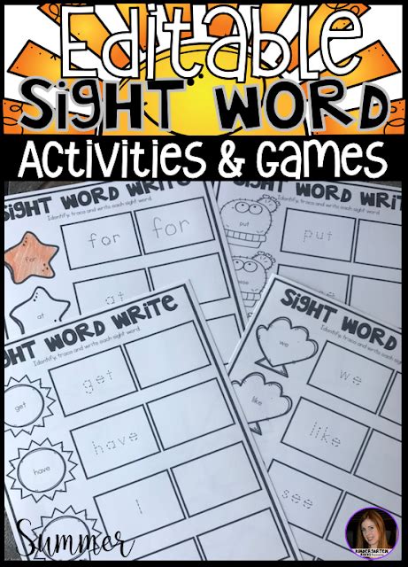 Summer Sight Word Games Centers And Activities Editable Kindergarten