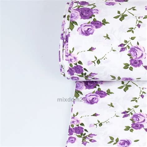 Small Purple Roses Fabric By The Yard Pink Floral Kids Cotton Etsy