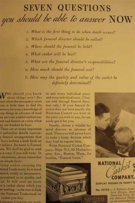 Advertisement National Casket Company Seven Questions You Should Be