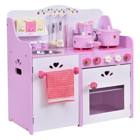 Kitchen dramatic play centers are effective and fun because preschool children and young children often see mom & dad in the kitchen cooking, baking, washing dishes, using utensils & working the appliances. Goplus Kids Wooden Pretend Play Set Kitchen Cook Toy Pink ...