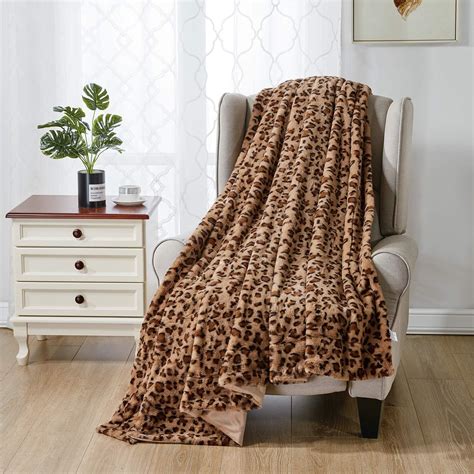 Softan Faux Fur Bed Blanket In Leopard Print Reversible Soft Fluffy