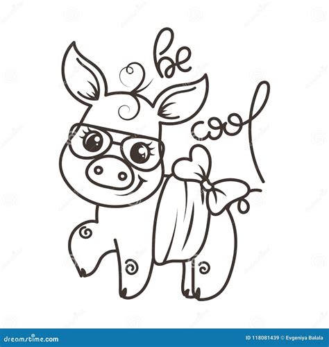 Cute Cartoon Baby Pig In A Cool Sunglasses Stock Vector Illustration