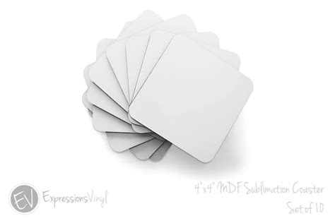 4x4 White Sublimation Coasters 10 Pack Expressions Vinyl