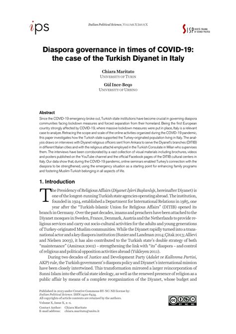 Pdf Diaspora Governance In Times Of Covid 19 The Case Of The Turkish