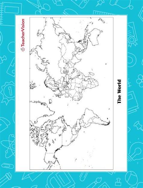 The seven continents of the world are numbered and students can fill in the continent's name in the corresponding blank space. Blank World Map | Printable World Map - TeacherVision
