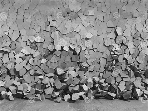Concrete Chaotic Fragments Of Explosion Destruction Wall Stock