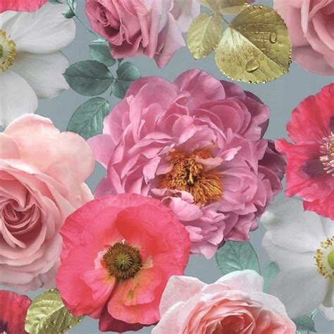 Country Garden Pink And Teal Floral Wallpaper 259600 By