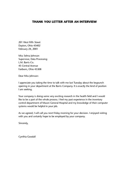 You may also use your thank you letter to highlight your skills, experience, and show that you are a good match for the position. thank you letter for job shadow sample cover templates after interview | Interview thank you ...