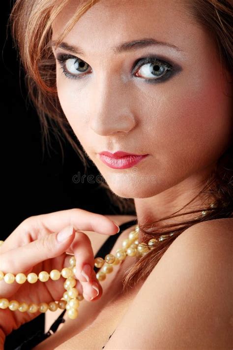 Woman With A Pearl Necklace Stock Image Image Of Gorgeous Looking 12061551