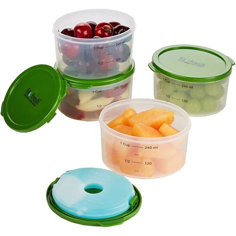 Fit And Fresh 4 Piece Smart Portion Chilled 1 Cup Container Set