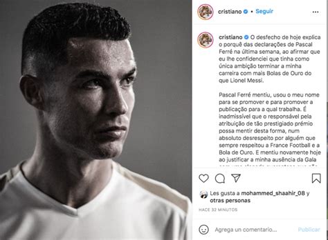 cristiano ronaldo señala de mentiroso al organizador del balón de oro tras declaraciones soy